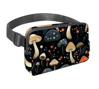 Mantieni le mani libere nelle tue avventure, marsupio da viaggio per uomini e donne, borsa a tracolla ideale per corsa e ciclismo, motivo fungo nero, Multicolore#05, 1.5x9.0x5.9in/4x23x15cm