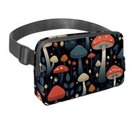 Mantieni le mani libere nelle tue avventure, marsupio da viaggio per uomini e donne, borsa a tracolla ideale per corsa e ciclismo, motivo fungo nero, Multicolore#04, 1.5x9.0x5.9in/4x23x15cm