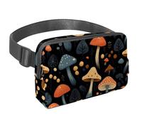 Mantieni le mani libere nelle tue avventure, marsupio da viaggio per uomini e donne, borsa a tracolla ideale per corsa e ciclismo, motivo fungo nero, Multicolore#01, 1.5x9.0x5.9in/4x23x15cm