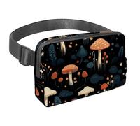 Mantieni le mani libere nelle tue avventure, marsupio da viaggio per uomini e donne, borsa a tracolla ideale per corsa e ciclismo, motivo fungo nero, Multicolore#07, 1.5x9.0x5.9in/4x23x15cm