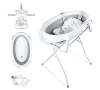 Mantigositeen Vasca da bagno pieghevole con supporto, vasca da bagno con cuscino da bagno e tappo di temperatura cambia colore, design antiscivolo con tubo di scarico per neonati e bambini piccoli