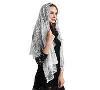 Mantilla Velo di Pizzo Floreale Cappella Veli di Massa Chiesa Veli di Pizzo Latino Bianco/Nero Scialle di Copertura della Testa di Pizzo cattolico per la Cerimonia Nuziale