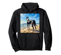 Mantle Great Dane Sunny Beach Dog Opera d'Arte Felpa con Cappuccio