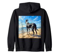 Mantle Great Dane Sunny Beach Dog Opera d'Arte Felpa con Cappuccio