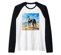 Mantle Great Dane Sunny Beach Dog Opera d'Arte Maglia con Maniche Raglan