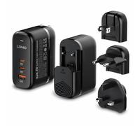 MANTO GaN - Caricatore rapido USB C, adattatore da viaggio con 2 USB-C + USB-A, PD/QC3.0 Fast Charger con spina EU/UK/US, compatibile con MacBook, iPhone, Samsung, iPad..