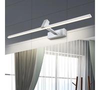 MantoLite LED Lampade da Parete,60cm 12W Applique Illuminazione per Interni 4000K Bagno Luci Pareti da Specchio Argento Spazzolato con Testa Della Lampada Girevole Luci Lettura Faretti da Muro