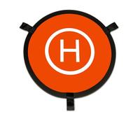 Mantona Drone pieghevole Ø 55 cm con picchetti in metallo e borsa per il trasporto, piattaforma resistente alle intemperie, stampa su entrambi i lati in arancione e grigio, atterraggio sicuro sul