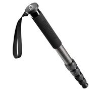 mantona Pro One Einbeinstativ aus ultraleichtem Carbon I Höhe verstellbar von 44cm bis 165cm I praktische Schaumstoffummantelung & Handschlaufe I kompakt & belastbar I mit Zubehör I Farbe: schwarz