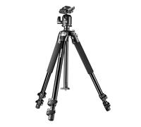 Mantona Treppiede fotografico Basic Scout Max Makro II - 90 x 90 x 615 mm - altezza di lavoro fino a 153 cm/carico max. 6 kg - con testa a sfera, reversibile e seconda colonna centrale - Da viaggio