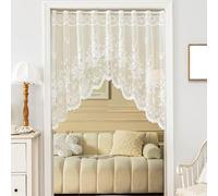 Mantovana del pizzo, 63x39 tende di mantovana ricamata a fiori con foro dell'asta, tenda decorativa per finestra, porta, scaffale di libri, mobile, tende, mantovane alla finestra