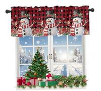 Mantovana di Natale, tende da cucina natalizia 54x18in fiocchi di neve pupazzo di neve corto mantovana di Natale a canna tasca per cucina mantovani per bagno in camera da letto, tenda di Natale