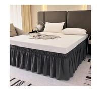 Mantovana giroletto con volant, per letti queen size, altezza 38 cm, con elastico regolabile, volant antipolvere, facile da montare, tessuto resistente alle pieghe (grigio scuro, 160 x 200 x 38 cm)