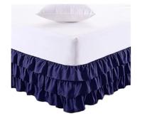 Mantovana Giroletto Matrimoniale Elastiche Gonna da letto in stile volant a tre strati con tessuto resistente alle pieghe e allo sbiadimento - 15 pollici(Blue,Queen 150x200x38cm)