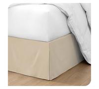 Mantovana giroletto plissettata, comoda, morbida e sartoriale, in tessuto resistente alle pieghe e allo sbiadimento - biancheria da letto altezza 38 cm (senza piattaforma) (beige, 150 x 190 x 35 cm)