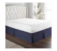 Mantovana giroletto plissettata su misura, comoda, morbida, con tessuto resistente alle pieghe e allo sbiadimento, altezza 38 cm (senza piattaforma) (blu navy, 140 x 200 x 35 cm)
