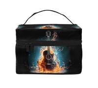 Mantovana oscurante per finestra con chitarra nel fuoco e acqua con tasca per asta musicale, tenda corta per soggiorno, camera da letto, cucina, decorazione 117 x 45 cm