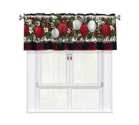 Mantovana per finestra a forma di palla di Natale con tasca per asta, motivo scozzese di bufalo rosso, tenda oscurante per soggiorno, camera da letto, cucina, 117 x 45 cm