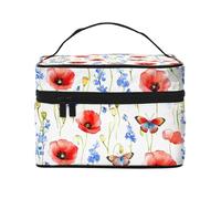 Mantovana per finestra con tasca per bastone, motivo farfalle e papaveri, tenda oscurante per soggiorno, camera da letto, cucina, 117 x 45 cm