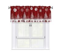 Mantovana per finestra natalizia con fiocchi di neve e tasca per asta, motivo palla di Natale, oscurante, tenda corta per soggiorno, camera da letto, cucina, decorazione 117 x 45 cm