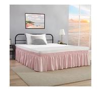 Mantovana per letto matrimoniale con volant, balza da 38,1 cm con elastico regolabile, antipolvere, facile da installare, in tessuto antirughe (rosa nordica, letto matrimoniale, 90 x 190 x 38 cm)