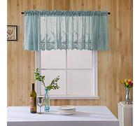 Mantovana Tenda per Finestra, Tendina Corta 130 * 41cm, Voile con Tasca per Asta, Tende Mantovane per Cucina Balcone Camera Bar, Tendine Finestra per Atmosfera Caffè (Verde)