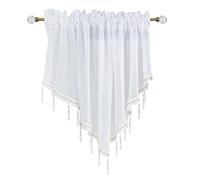 Mantovana trasparente con perline, 130 cm di larghezza x 60 cm di lunghezza, tenda smerlata per cucina, bagno, con tasca per asta, mantovana corta per camera da letto e soggiorno (bianco)