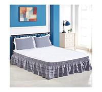 Mantovane Giroletto 4 strati Ruffled Bed Gonna involucro attorno al letto elasticizzabile Copertura del senza superficie Home Doppia/Completa Regina Re(Grey,120x200x45cm)