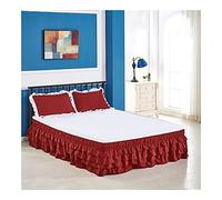 Mantovane Giroletto 4 strati Ruffled Bed Gonna involucro attorno al letto elasticizzabile Copertura del senza superficie Home Doppia/Completa Regina Re(Wine Red,120x200x45cm)