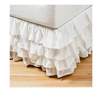 Mantovane Giroletto 4 strati Ruffled Bed Gonna involucro attorno al letto elasticizzabile Copertura del senza superficie Home Doppia/Completa Regina Re(White,150x200x45cm)