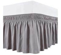 Mantovane Giroletto Gonna da letto Avvolgente Camicie elastiche senza superficie del Doppia/Intera Queen King Size 38 cm di altezza for la decorazione domestica Bianca(Gray,120 x 200 x 38cm)
