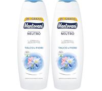 Mantovani - Bagnoschiuma Neutro Ipoallergenico, Fragranza Talco e Fiori Bianchi, con Vitamina E e Collagene Vegetale, 400 ml (Confezione da 2)
