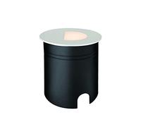 Mantra Iluminación. Modello ASPEN Segnalatore da incasso circolare da esterno di 8,4 cm di diametro realizzato in policarbonato finitura colore bianco sabbia