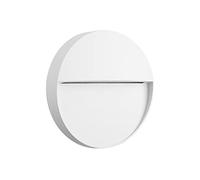 Mantra Iluminación. Modello BAKER Segnalatore esterno circolare da 11 cm di diametro realizzato in alluminio e policarbonato finitura in colore bianco sabbia