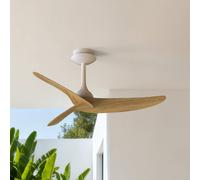 Mantra Iluminación Ventilatore da soffitto Ipanema, bianco/legno, DC, silenzioso, telecomando, IP44 Mantra Iluminación