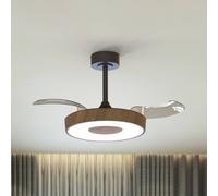 Mantra Iluminación Ventilatore da soffitto LED intelligente Coin Mini legno/nero DC silenzioso Mantra Iluminación