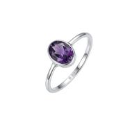 mantraroma Anello da donna in argento 925 con ametista sfaccettata, pietra preziosa viola, semplice e moderno