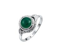mantraroma Anello da donna in argento 925 con onice verde, pietra preziosa verde insolita e giocosa