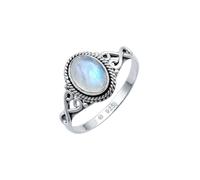mantraroma Anello da donna in argento 925 con pietra di luna, pietra preziosa bianca, insolita e giocosa