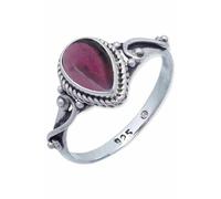 mantraroma Anello da donna in argento 925 con pietra preziosa granato rosso insolito e giocoso