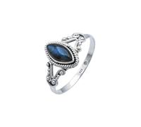 mantraroma Anello in argento 925 da donna con pietra preziosa labradorite blu insolita e giocosa