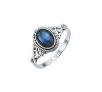 mantraroma Anello in argento 925 da donna con pietra preziosa labradorite blu insolita e giocosa