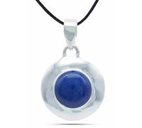 mantraroma Collana con ciondolo in argento 925 con pietra blu lapislazzuli, collana con ciondolo in argento sterling da donna, regalo