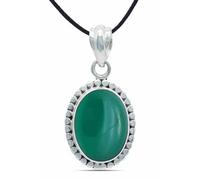 mantraroma Collana con ciondolo in argento 925 con pietra di onice verde, ciondolo con pietra preziosa, collana da donna in argento sterling, ciondolo regalo