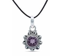 mantraroma Collana con ciondolo in argento 925 con pietra preziosa viola e ametista, collana con ciondolo in argento sterling da donna, regalo