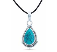 mantraroma Collana con ciondolo in argento 925 con pietra turchese, collana con ciondolo in argento sterling da donna, regalo
