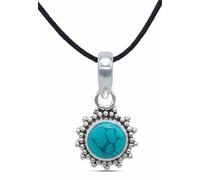 mantraroma Collana con ciondolo in argento 925 con pietra turchese, collana con ciondolo in argento sterling da donna, regalo