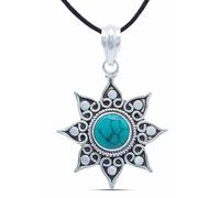 mantraroma Collana con ciondolo in argento 925 con pietra turchese, collana con ciondolo in argento sterling da donna, regalo