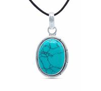 mantraroma Collana con ciondolo in argento 925 con pietra turchese, collana con ciondolo in argento sterling da donna, regalo