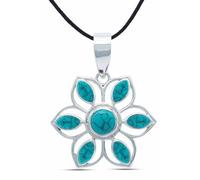 mantraroma Collana con ciondolo in argento 925 con pietra turchese, collana con ciondolo in argento sterling da donna, regalo